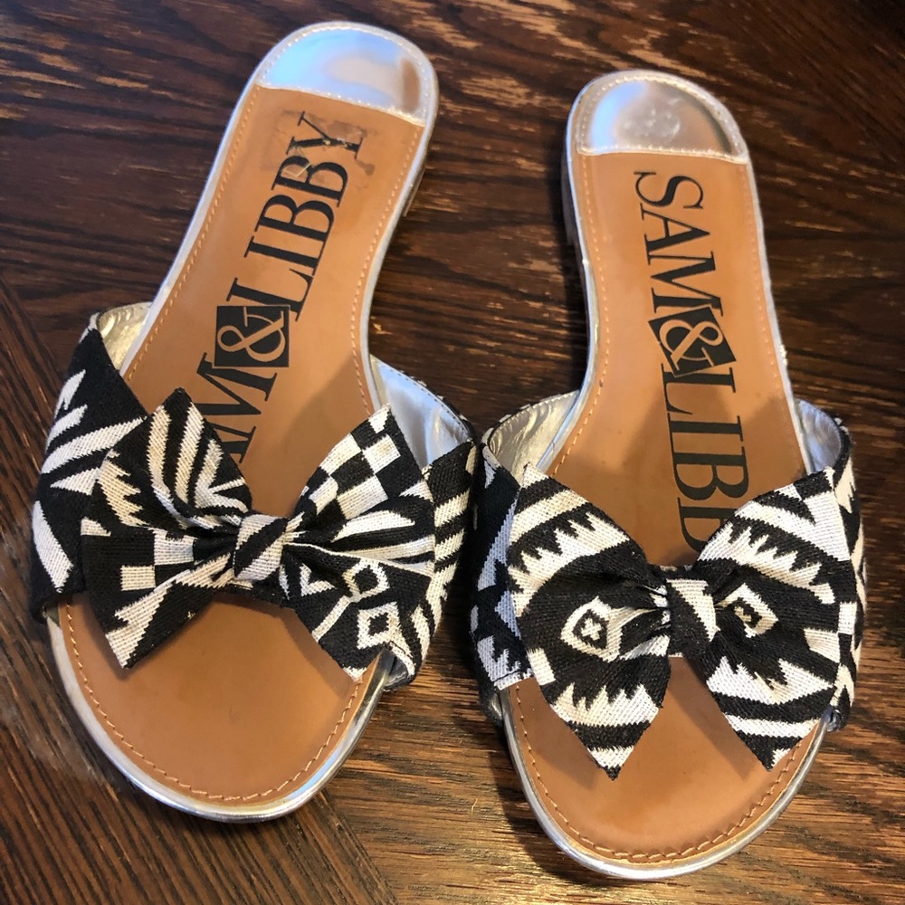 Sam & Libby Harper Bow Slide Sandals 7.5